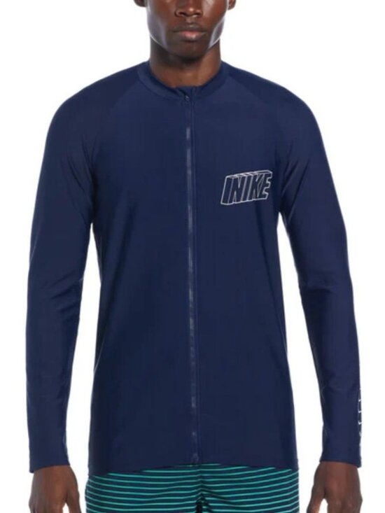 Nike Other - Nike Swim Long Sleeve Zip Hydroguard UPF40+ Rash Guard NESSE556-440 Men's S NEW